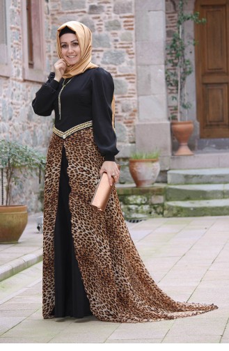 Pınar Şems Abiye Elbise 3004-01 Leopar